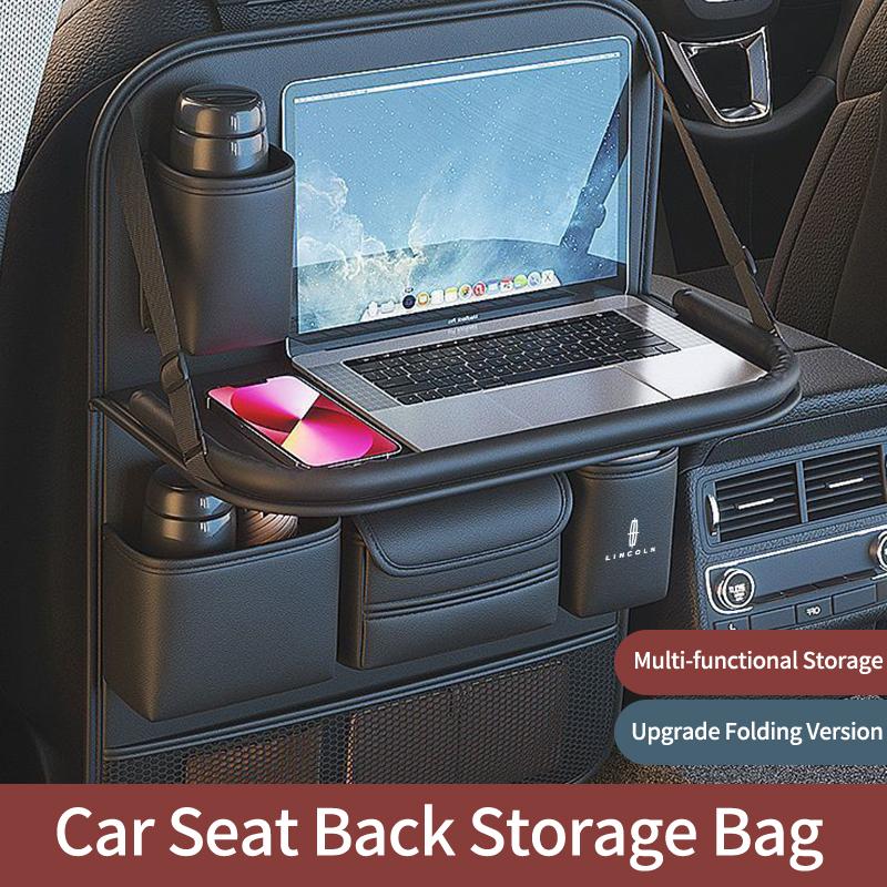Car accessories interior PU Leather Backseat Organizer with Foldable Table For Lincoln MKZ MKX Aviator Navigator Continental gfsd7