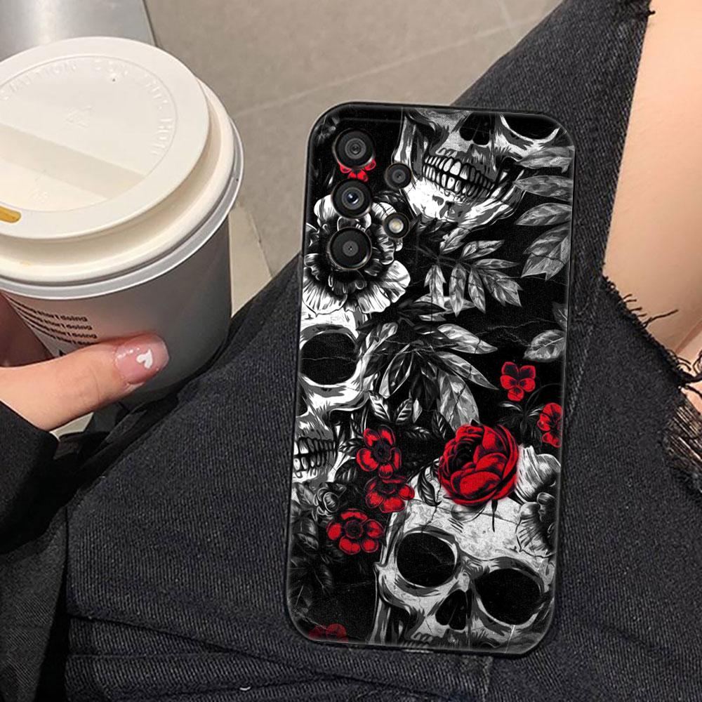 Skull Flower Art Mexico Phone Case For Samsung A73 A72 A71 A57 A56 A55 A54 A53 A52 A51 A37 A36 A33 A32 A23 A22 A16 A15 A14 Case