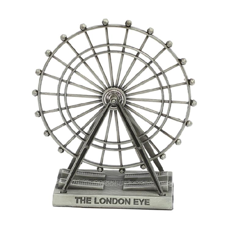 Zinc Alloy Craft Ferris Wheel Display Piece With Rotating Mechanism Landmark Building Collection Ornament Home Decors