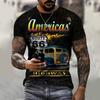 Sommer Ny 3D-trykt US Route 66 Kul Rundhals Herre T-skjorte