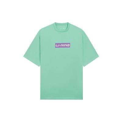 Li-Ning Sport Fashion Series Letter Logo Printed Round Neck Short Sleeve T-Shirt Unisex Tops Light-Jade-Green AHSSC17-5