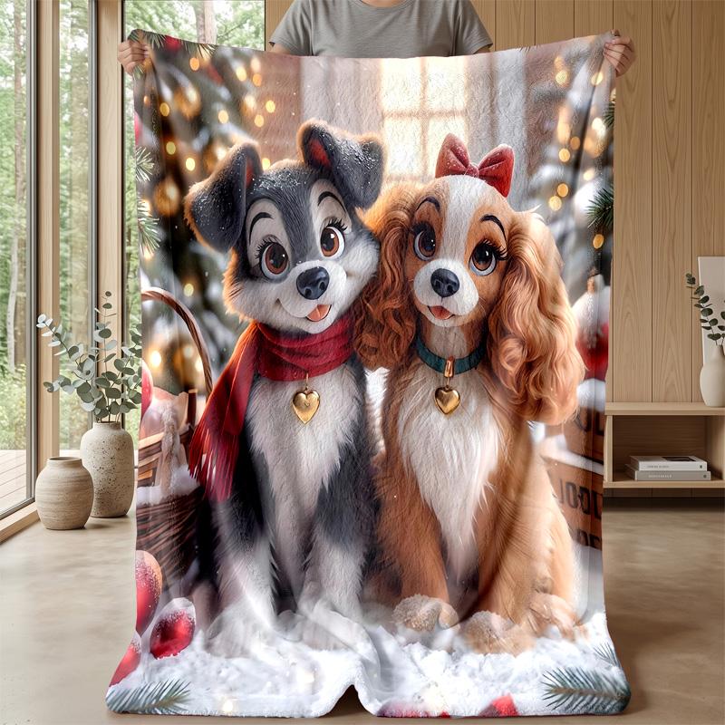 Fashionable Dog Crowd Theme blanket Lightweight Warm Flannel Blanket Decorative Throw Blanket for Home Decoration
