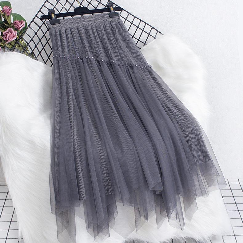 

Утолщенная юбка женская 2025 осень-зима бархатная сращивание бусин А-образная юбка из нерегулярной марли, надеваемая с обеих сторон One size