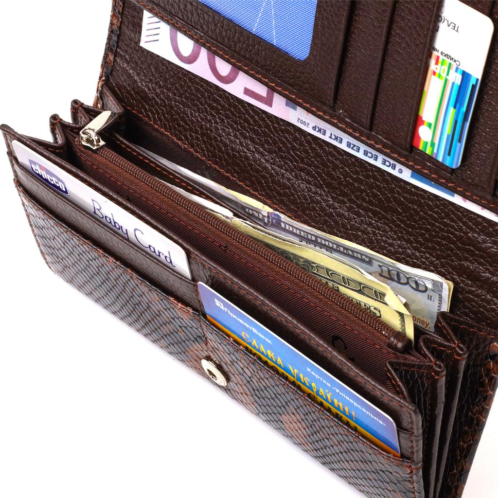 Snake Embossed Patent Leather Women's Wallet CANPELLINI 21711 Brown