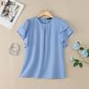 ZANZEA Lässige Bluse mit Rundhalsausschnitt und Rüschen, kurzärmelig, lockere Damenbluse