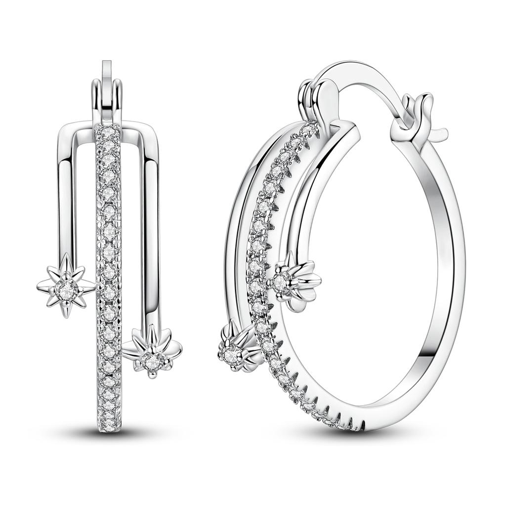 Woman Earring 925 Silver Original Eardrop Hoop Earring Sunflower Bee Bow Fashion Jewelry