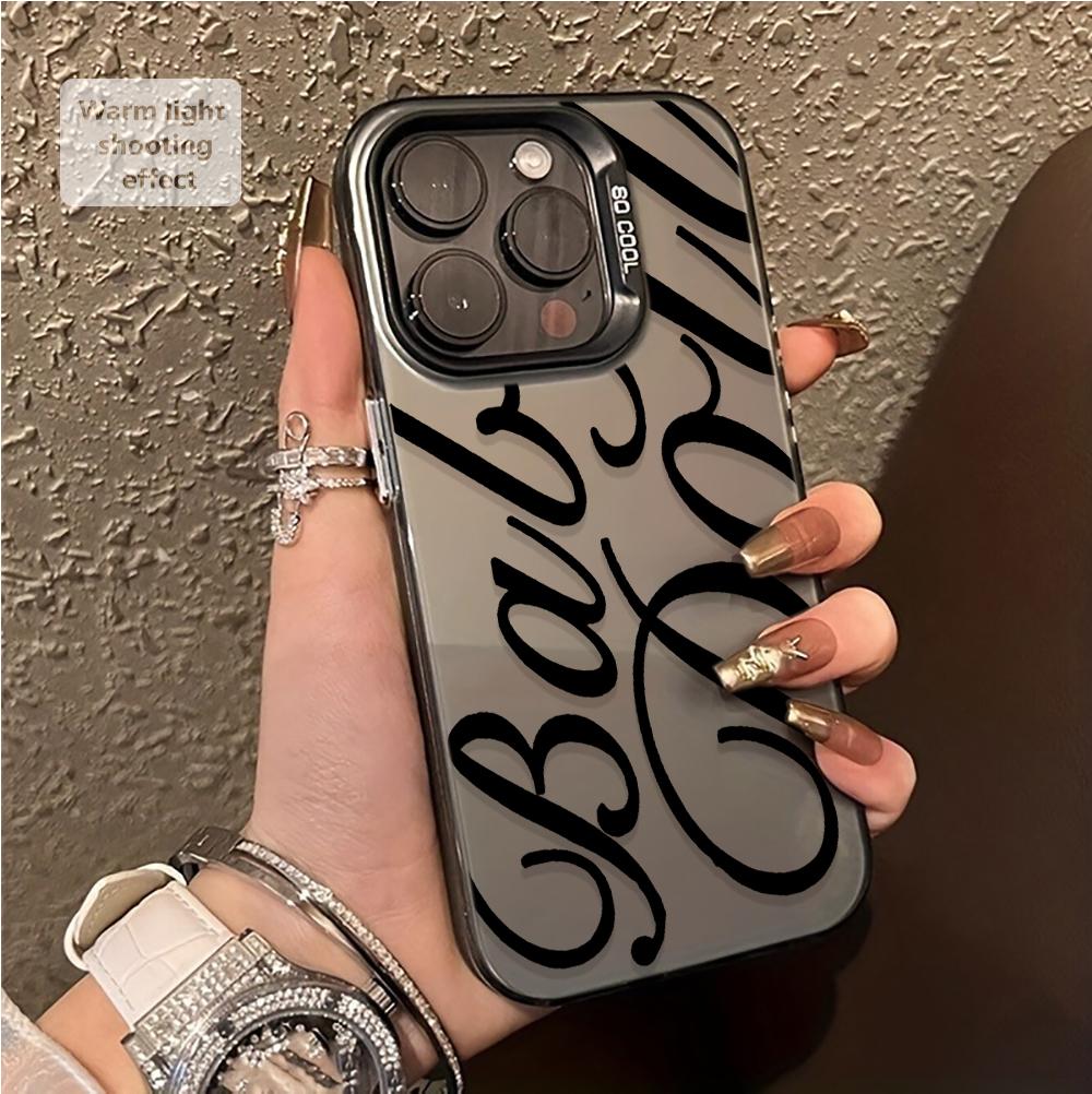 Creative and stylish Black letter phone case for iPhone 16 15 14 13 12 11 Pro/ Max/Plus anti-fingerprint shock-proof rear cover