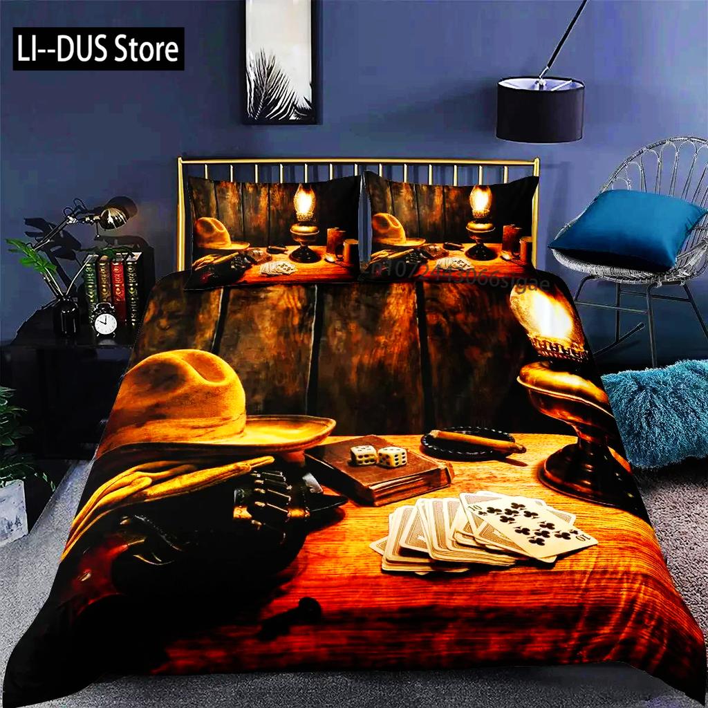Copripiumino Re Donna Poker Moderno Set Biancheria da Letto Gioco di Carte Gamer Copripiumino Gioco d'Azzardo Atletica Copripiumino in Poliestere