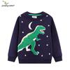 Nuovo Stile Autunnale Felpa Luminosa con Dinosauro per Ragazzo: Vestibilità comoda, Girocollo, Pullover a manica lunga