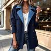 Women's Casual Fashion Double-Breasted Patchwork Coat Jacket for Fall Winter Everyday Wear