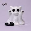 Integrierte Formung Katzenornament Geistfigur, 3D-gedrucktes dekoratives Ornament, Glatte Oberfläche Gruselige Skulptur Mini-Schreibtischdekoration Halloween