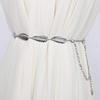 Women's Simple Decorative Thin Belt Versatile Dress with Large Metal Leaves and Fashionable Small Belt Skirt