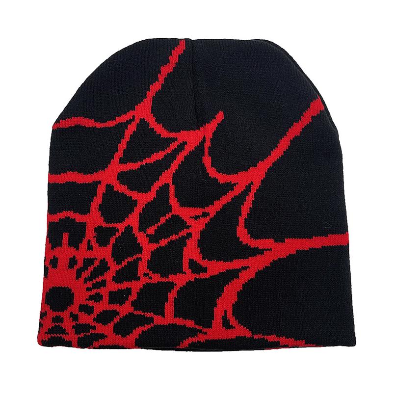 Beanie Fine 2026 Hot Colorful Spider Web Jacquard Acrylic Silk Stretch Textured Charms Golf Beanie Cap