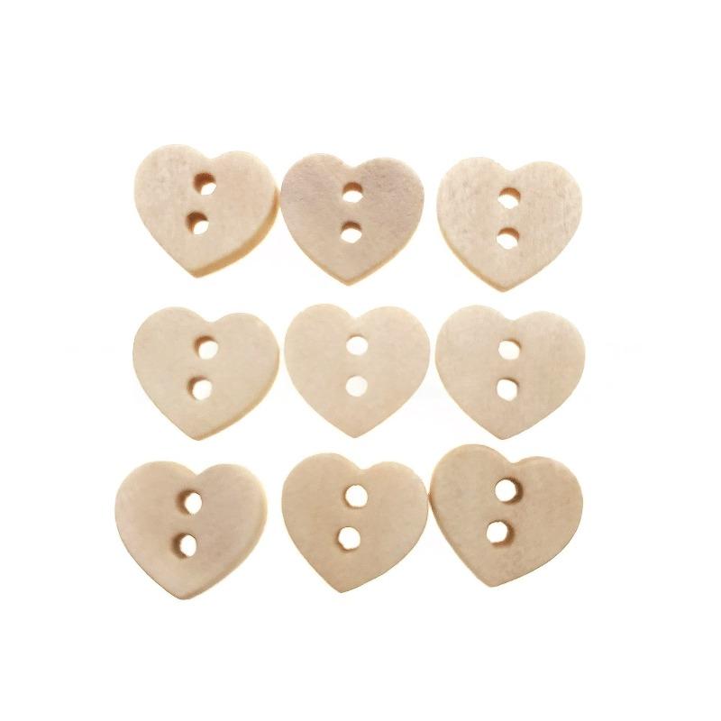 100PCS 12MM Wooden Holes Wood Love Heart Wooden Button, Clothes DIY Sewing Accessory Decor Sewing Buttons