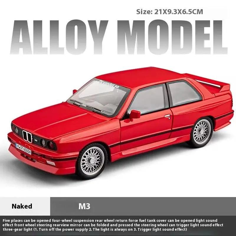 1:24 1988 M3 E30 Lichtmetalen Sportwagenmodel Diecasts Metaal Klassiek Auto Model Hoge Simulatie Geluid En Licht Speelgoed Cadeaus