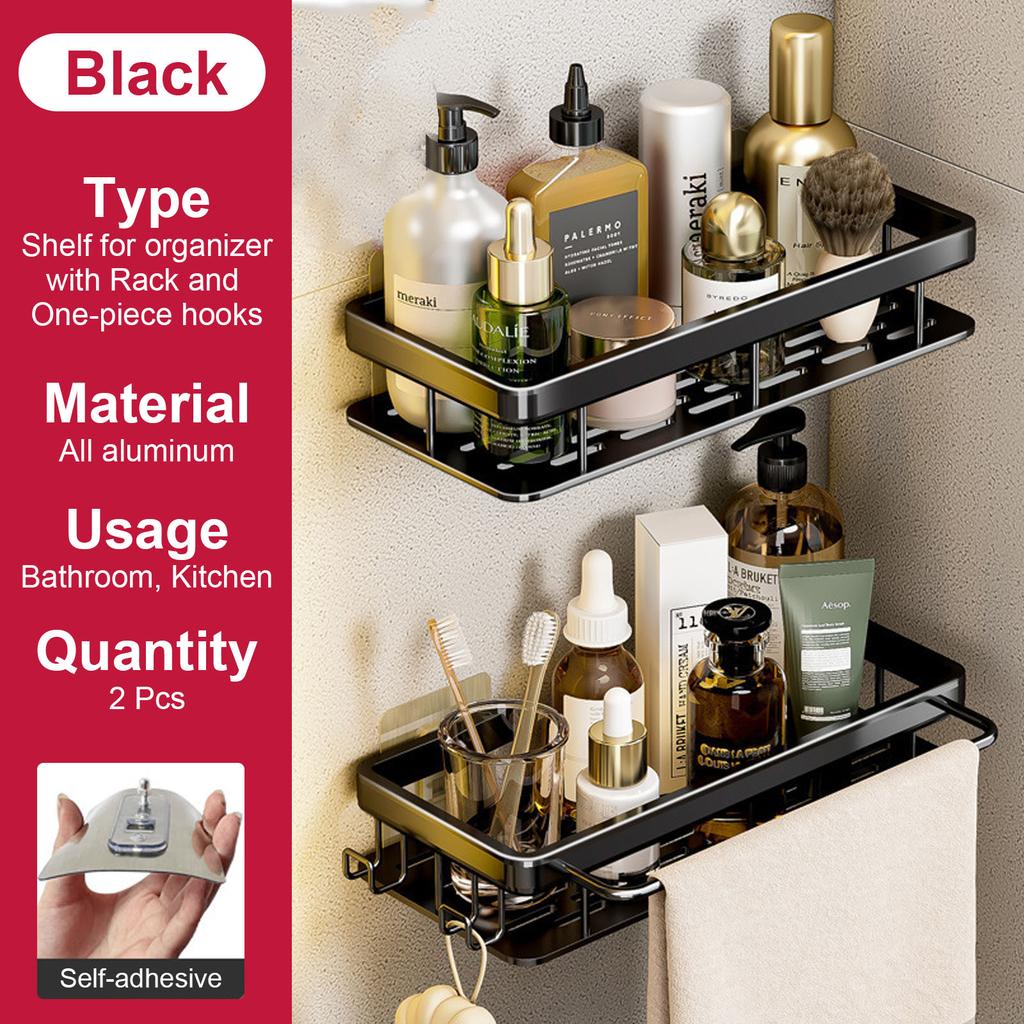 Bathroom Shelf No Drill Wall Mounted Shampoo Bottle Shower Corner Rack Toilet Storage Rack Aluminum Bathroom Kitchen Accessories