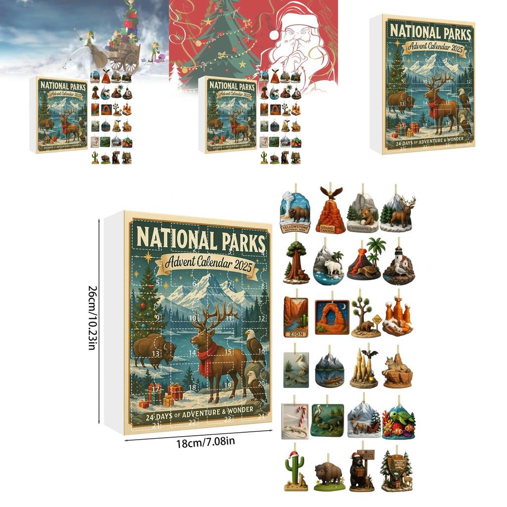 National Parks Christmas Countdown Calendar With Nature Theme For Family And Friends Celebration