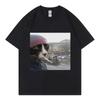 Funny Cat Smoking Face Graphic Tshirt High Street Fashion Trend Shortsleeve Casual Womens Tshirt