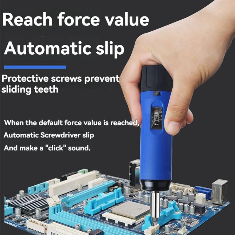 AEE2-Digital Display Preset Adjustable Torque Screwdriver With 1/4In Drive 4Bits Included With Box Screw Torque Set