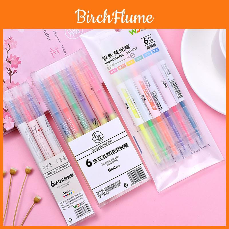 Colorful Double-headed Highlighter Set For School Office Supplies Cute Stationery
