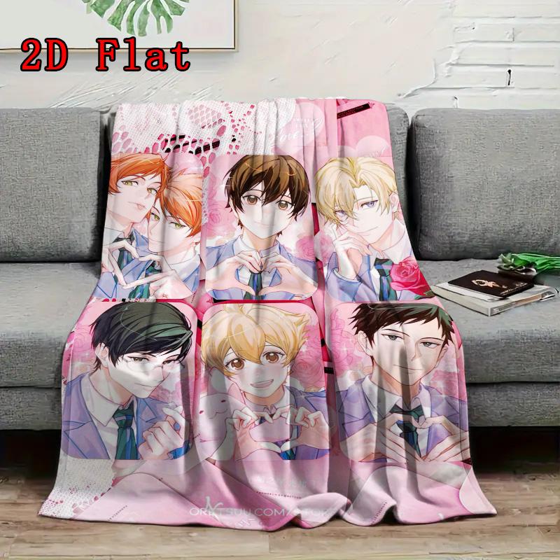 Ouran High School Host Club 2D Flat Pattern Flannel Blanket High quality All Seasons Warmth and Comfort Perfect for Christmas Gifts.DMT0925519