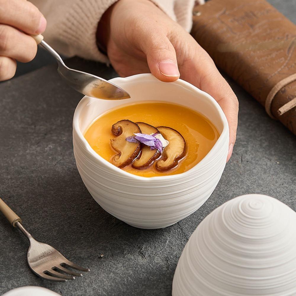 Heat-resistant Steamed Egg Bowl with Lid Yogurt Bowl Creative Molecular Cuisine Bowl Pudding