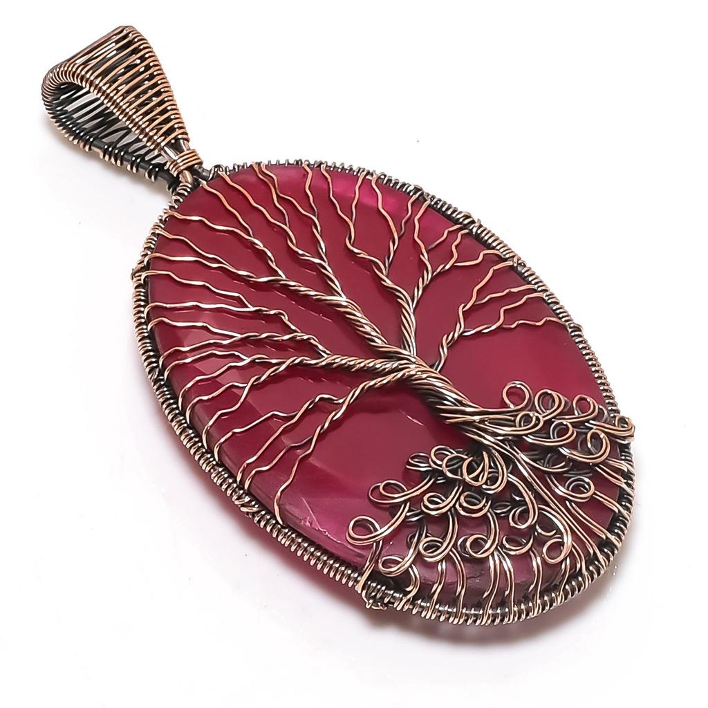 Tree Of Life Ruby Pendant, 999 Copper Wire Wrap Pendant Gemstone Jewelry, Handmade Pendant Amazing Jewelry, Gift For Her