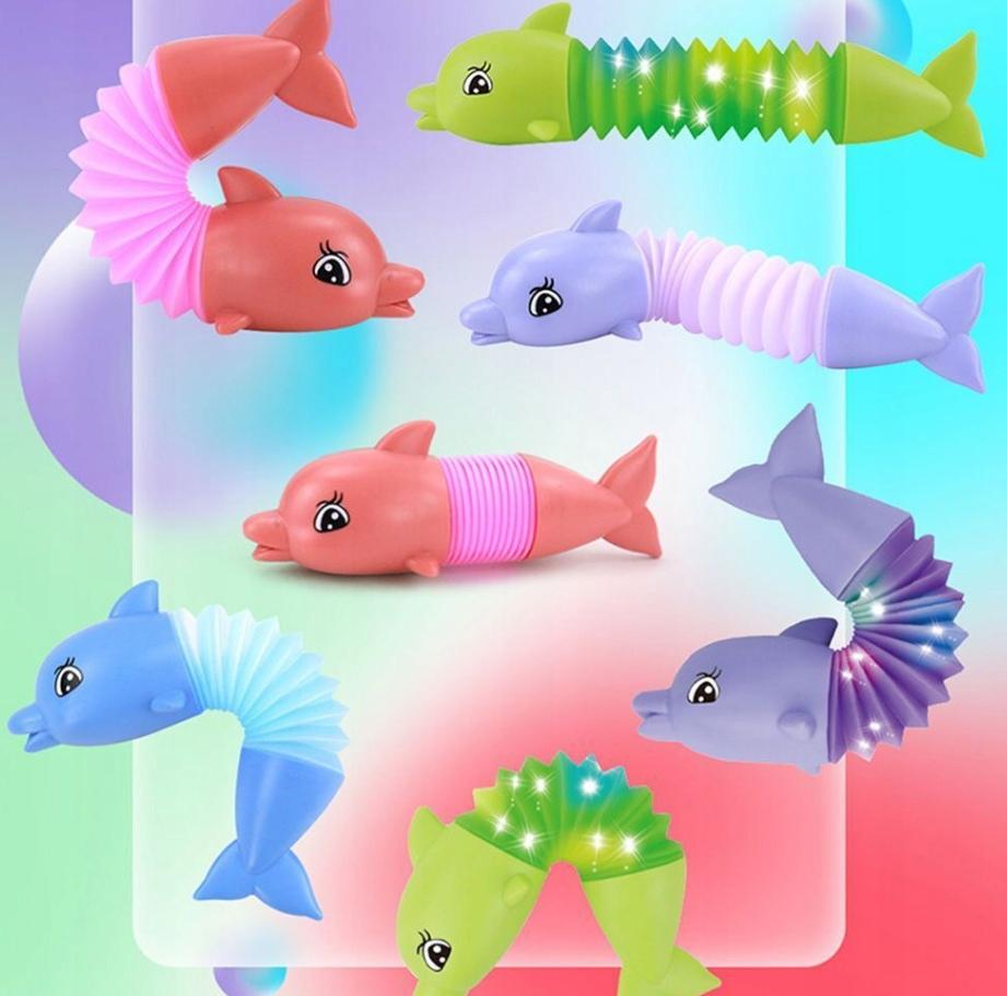 Sensory Caterpillar Dolphin Anti-Stress Pop Tube LED Luminous Toy