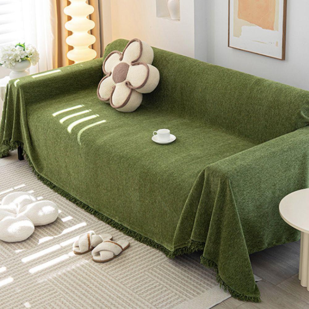 Herringbone Texture Chenille Couch Cover Solid Color Sofa Blanket Universal Sofa Cover  Bed
