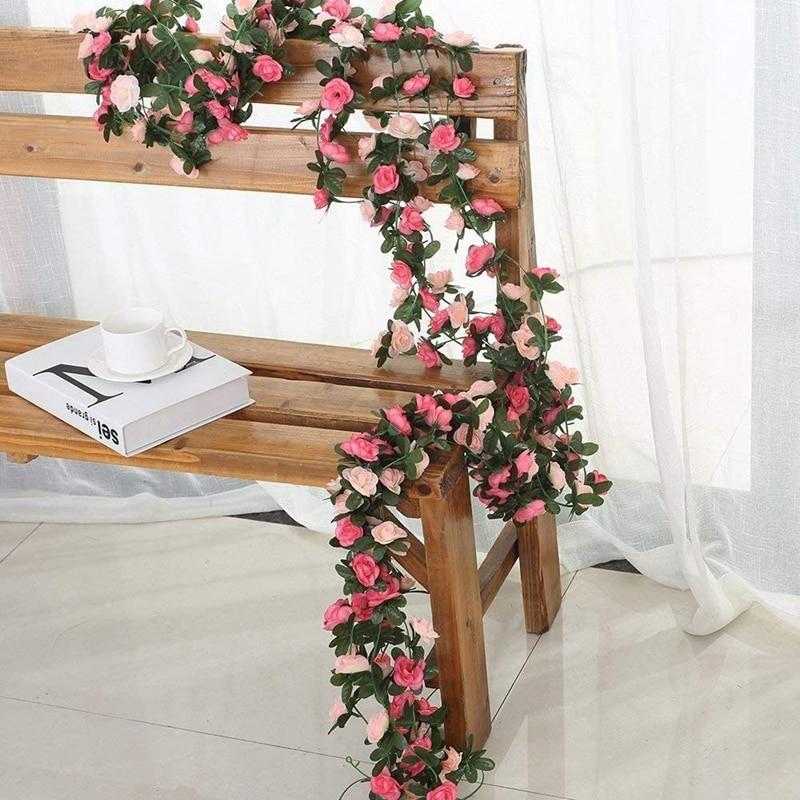 240CM Rose Artificial Flowers Christmas Garland for Wedding Home Room Decoration Garden Arch DIY Fake Plant Vine