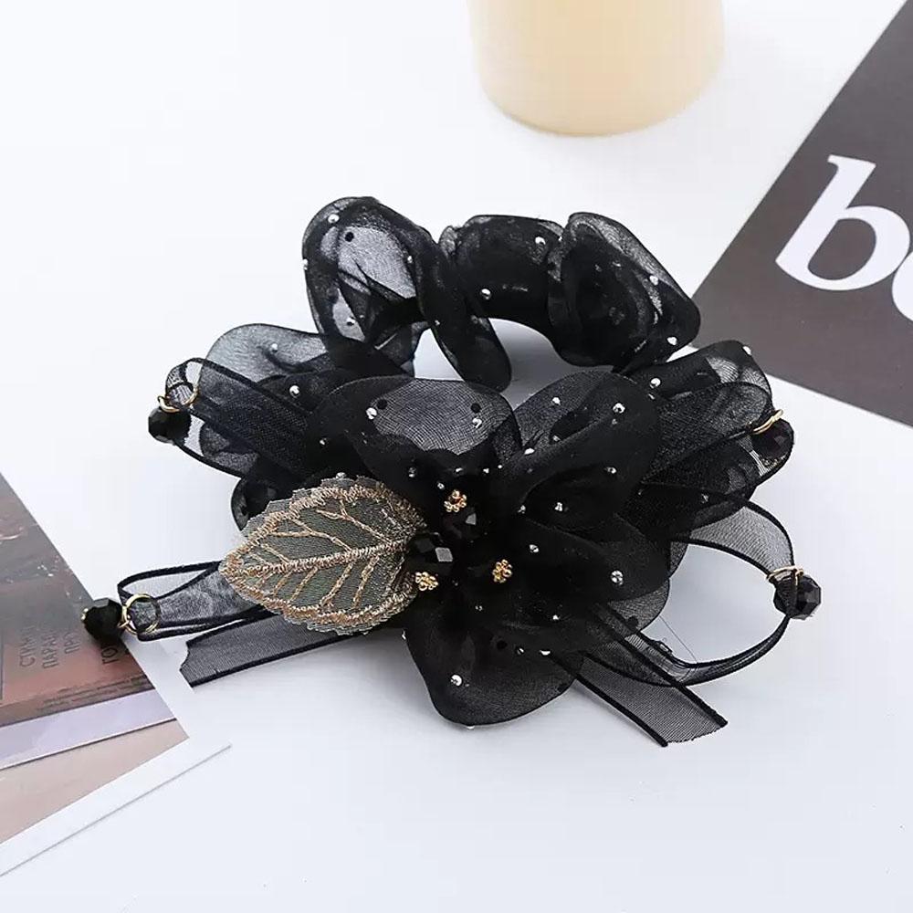 Flower Hair Ties Fashionable And High-end Large Intestine Hair Ties Bead Hair Tie Accesorios Para El Cabello Hair Accessories