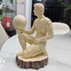 Artistic Thinker Figurine with Night Light Thinking Man Sculpture Resin Statue Decorative Lamp Home Office Desktop Ornament
