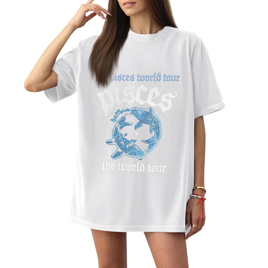 Mode Rundhals Raglan Kurzarm Arbeitskleidung Bedruckte Oberteile Damen Sommeroberteile