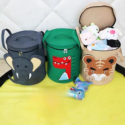 Seau de Rangement pour Jouets Grande Capacité Panier de Rangement Animal de Dessin Animé Panier de Rangement avec Couvercle Panier de Rangement Pliable Fournitures pour la Maison