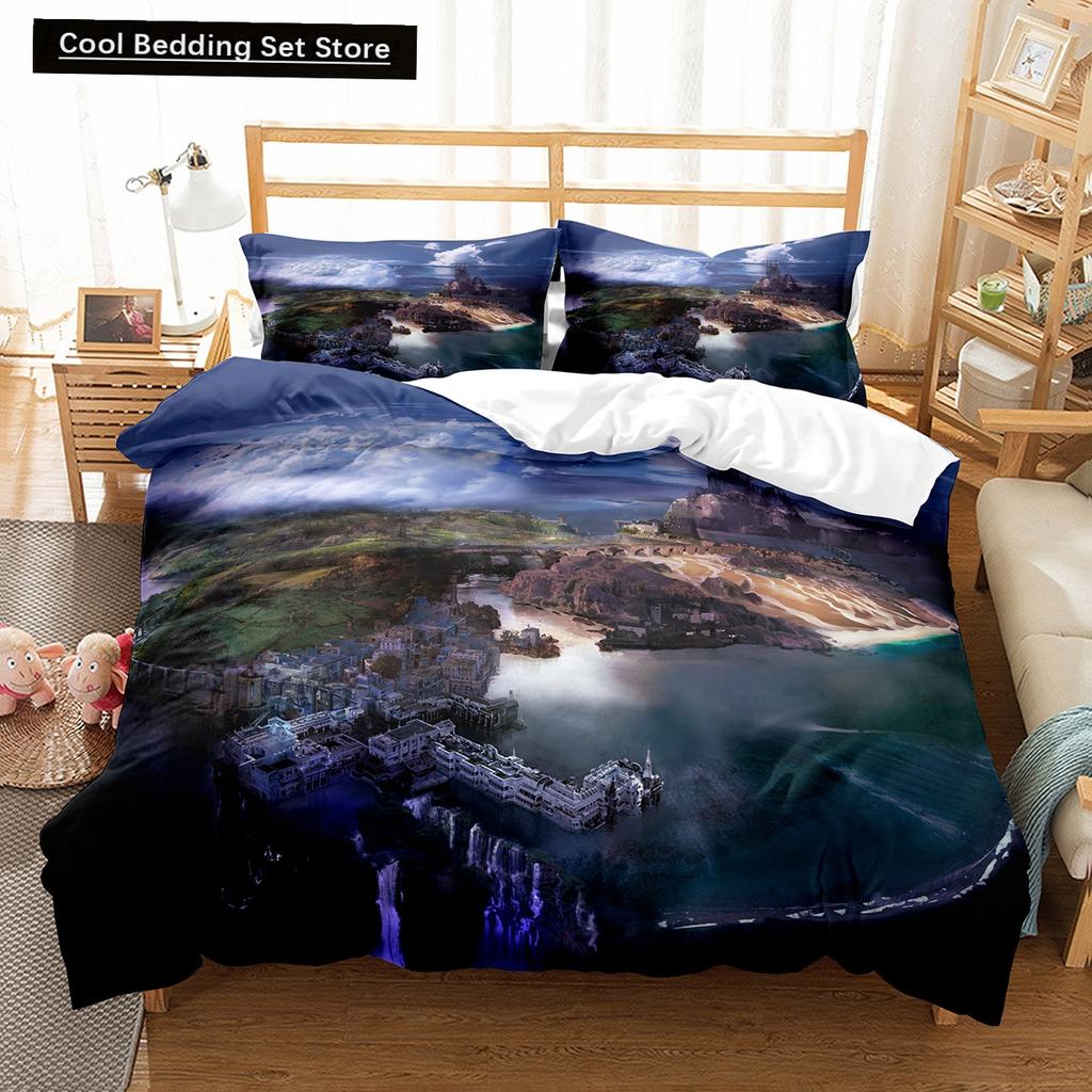 Cartoon Fantasy World King Queen Duvet Cover Magic Castle Bedding Set Mythical Landscape Quilt Cover Polyester Comforter Cover