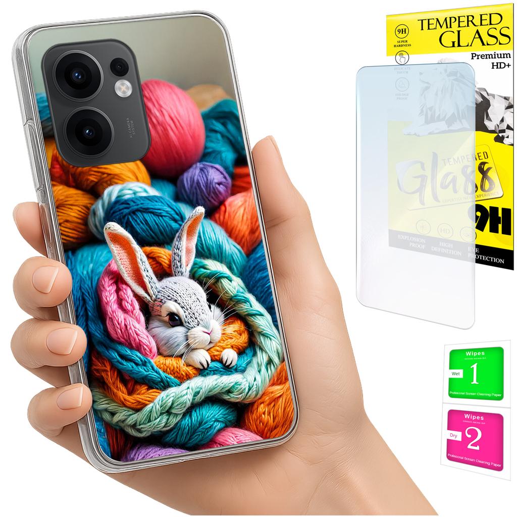 Etui Do Oppo Reno 13F 5G / 13 Fs 5G Foto Case Plecki Królik + Szkło 9H
