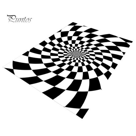 Decorative Floor Mat 3D Vortex Optical Illusion Rug Vision Vertigo Area Realistic Black And White Doormat Non-Slip for Living Room Bedroom Entrance