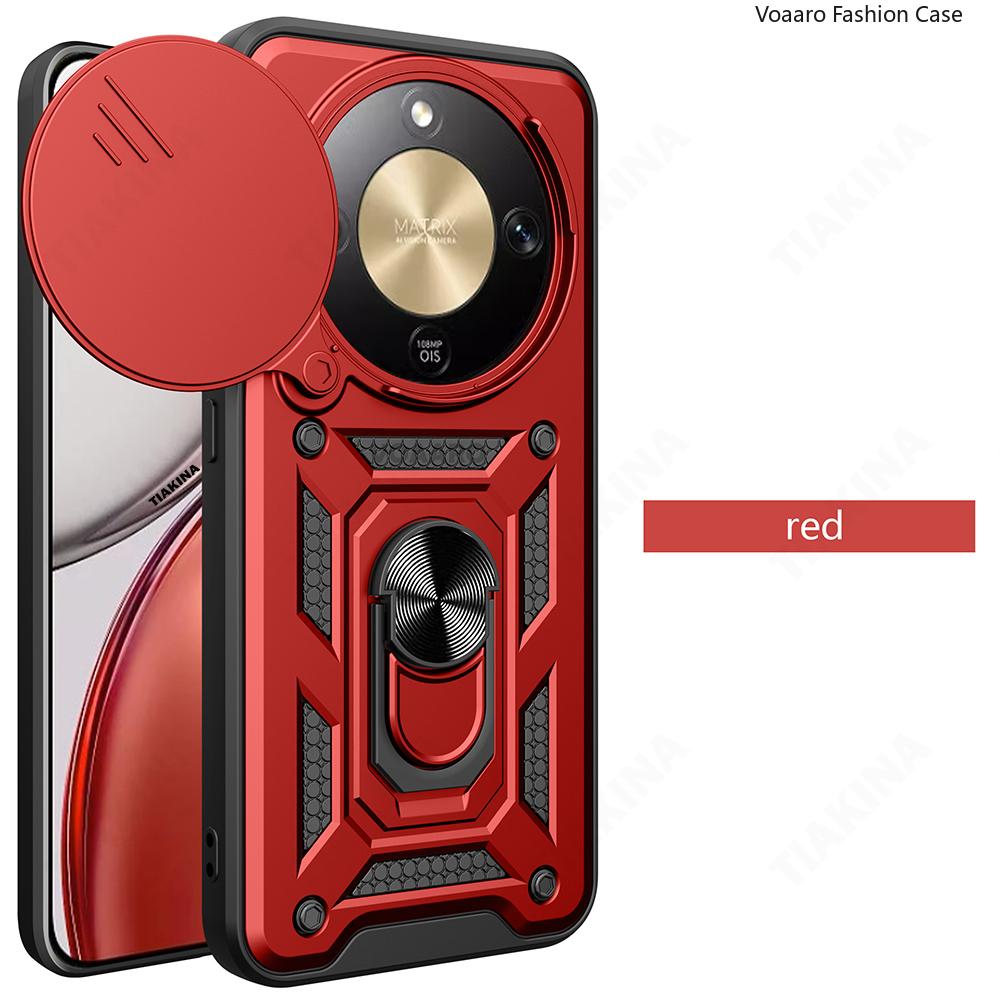 

Magnetic Ring Stand Armor Case For Honor Magic8 Pro Lite 7 6 X9C X9D X8C X8D X7C X7D X5CPlus Rotate Slide Lens Push Window Cover For Magic 7 Lite