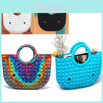 Large Size Pop It Popit Handbag With Colorful Rainbow Design For Ultimate Stress Relief