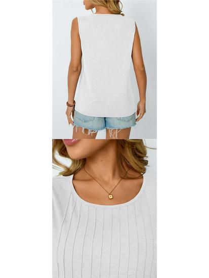 Women's Striped Sleeveless Loose Top - Round Neck, Spring/Summer Fashion