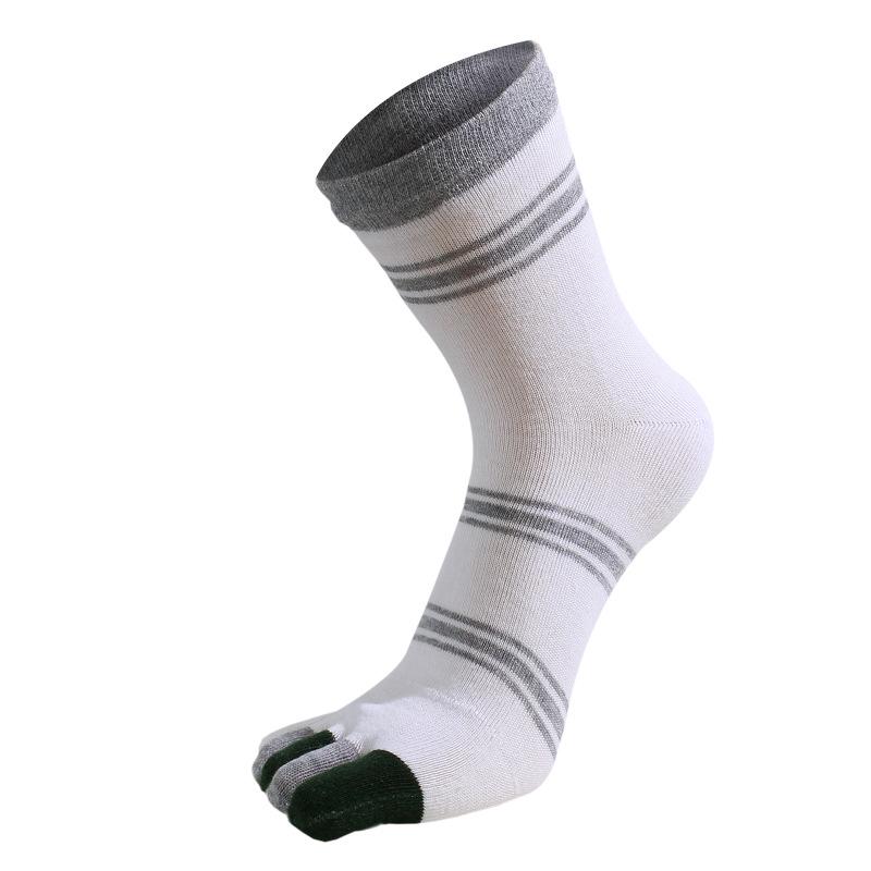 Men's Colorful Cotton Mid-Calf Five-Finger Toe Socks for All Seasons