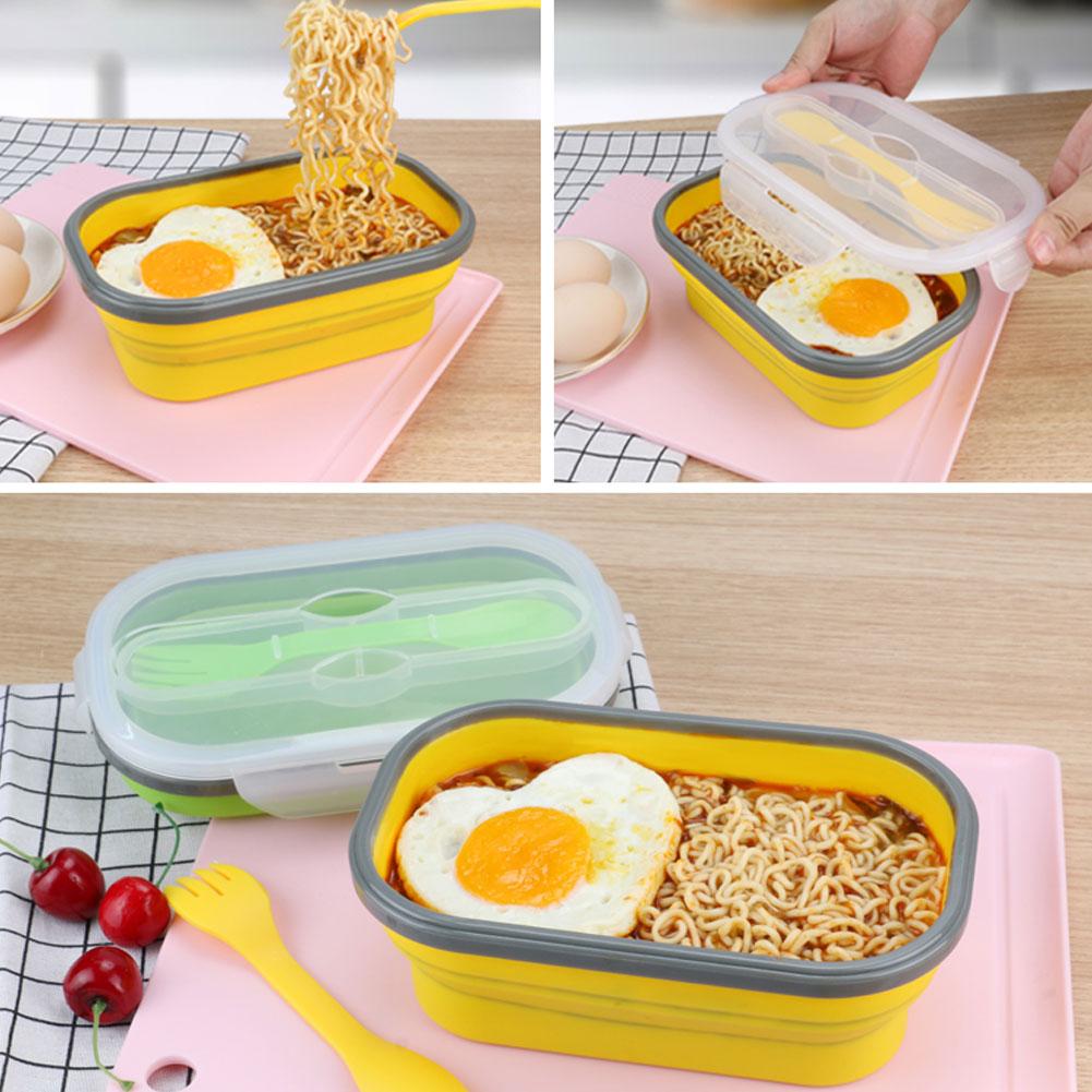 800ml Portable Silicone Folding Lunch Box Bento Boxes Food Container for Outdoor Travel