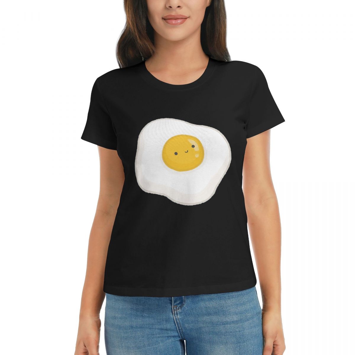 

Women TShirt Cute Fried Egg Summer Short Sleeve Tees Crew Neck Cotton T Shirts Clothes Tops Streetwear 4XL