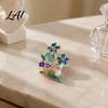 Artistic Branch Brooch Forget-Me-Not Flower Brooch Floral with Faux Pearl & Rhinestone Decorative Accessory Enamel for Women Suits Coats Dresses