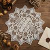 Elegant Lace Placemats Round White Doily, Retro Placemat, Embroidered Table Mat, Coffee Covers Doilies for Wedding Bridal Shower Dining Decor