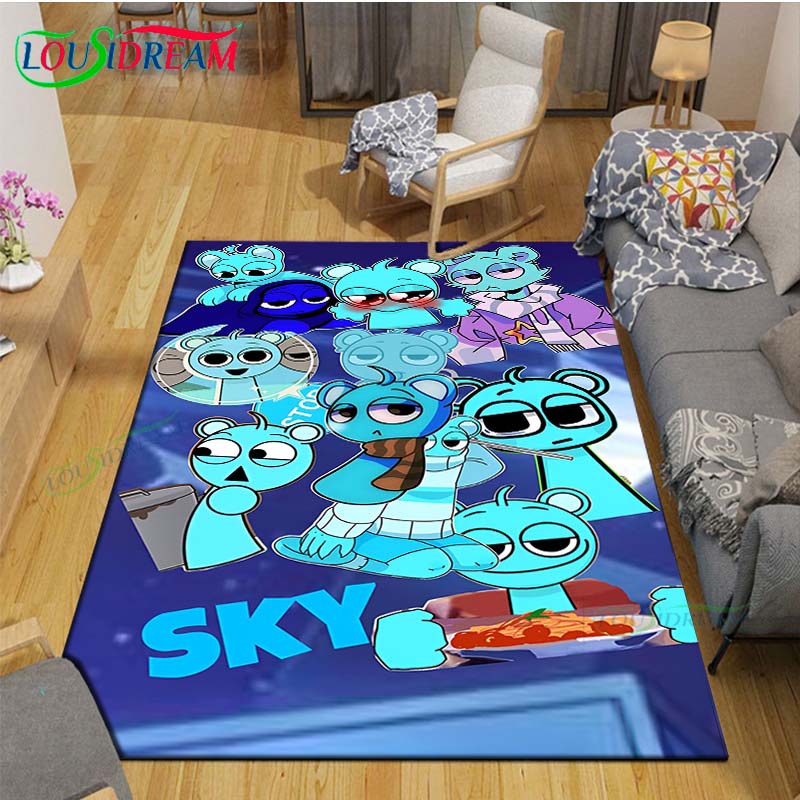 Fashion S-Sprunki Incredibox Game Carpet Outdoor Rug Area Rug Non-Slip Carpet Bedroom Decor Carpet For Room Kid Gift