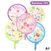 Foldable Round Hand Fan Bright Cartoon Prints Portable Hanging Chain Lightweight Cooling Fan for Kids Birthday Party Favor
