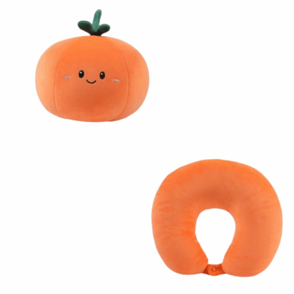 Cartoon Cute Fruit Neck Pillow 2 in 1 Fruit-shaped Pillow  Outdoor Activities Orange