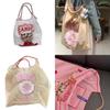 Borsa Tote da Shopping Ricamata con Catena a Palline Giapponese in Tessuto Oxford
