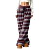 Women's Casual Striped Print Wide Leg Pants with Elastic Waist, Loose Fit Lined for Fall Winter